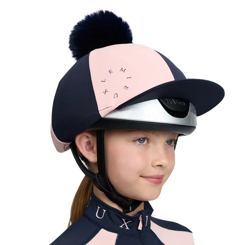 LeMieux Harlequin Hat Silk - Navy/Petal-1