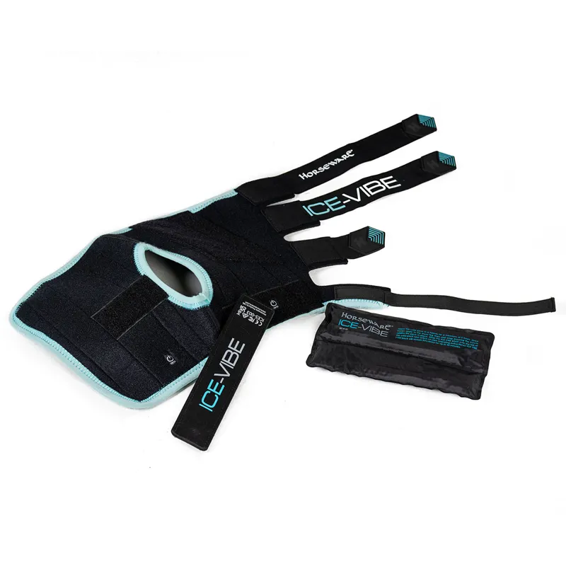 Horseware Ice-Vibe Hock Wraps - Black/Aqua-2
