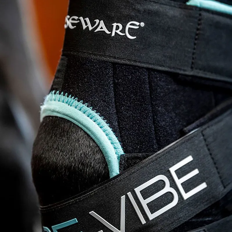 Horseware Ice-Vibe Hock Wraps - Black/Aqua-8