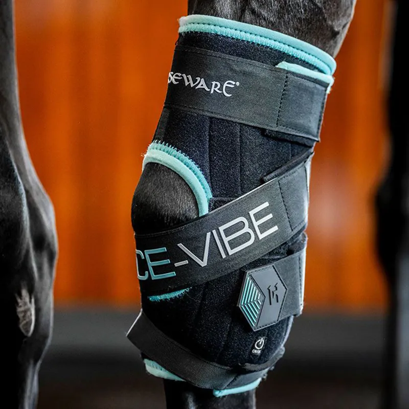 Horseware Ice-Vibe Hock Wraps - Black/Aqua-7