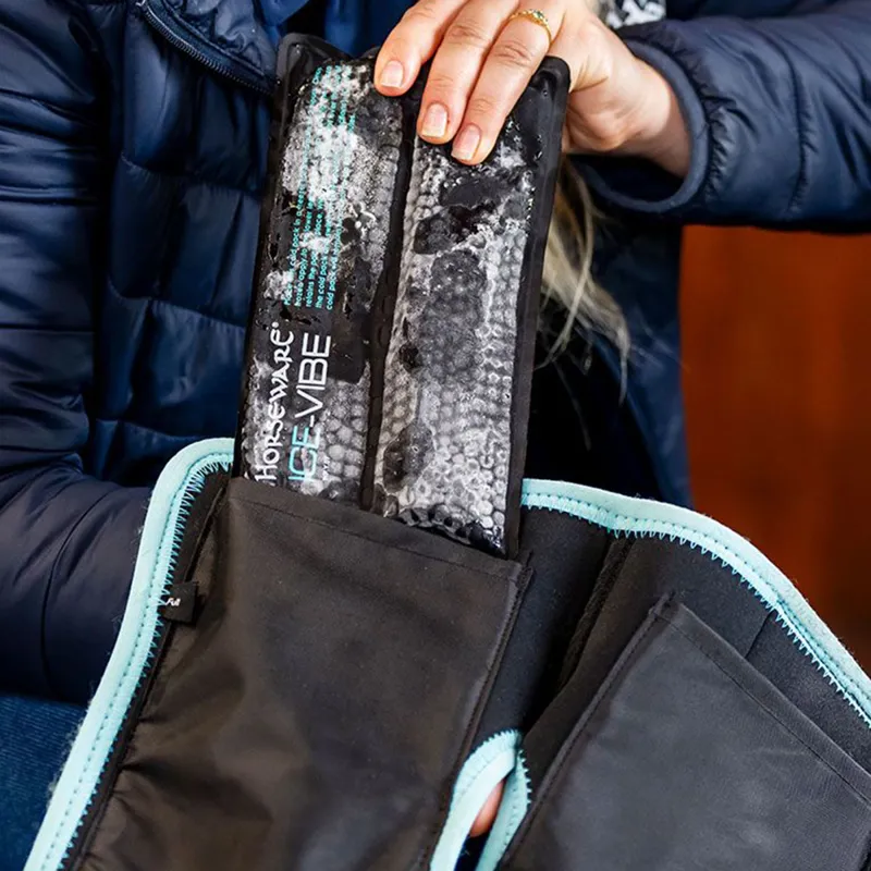 Horseware Ice-Vibe Hock Wraps - Black/Aqua-6