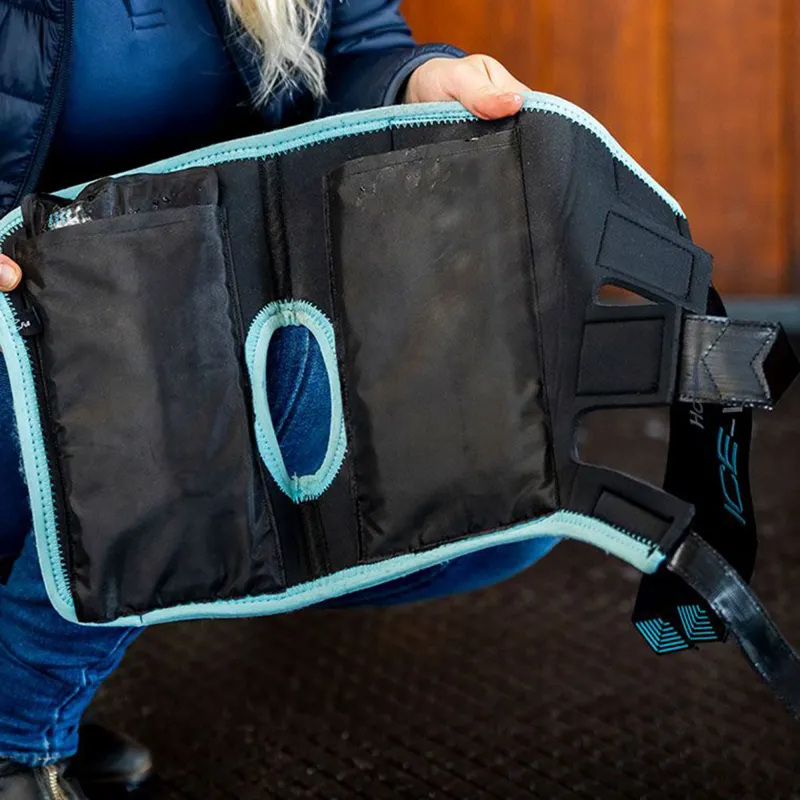 Horseware Ice-Vibe Hock Wraps - Black/Aqua-4
