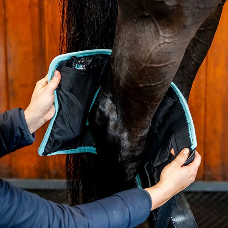 Horseware Ice-Vibe Hock Wraps - Black/Aqua-3