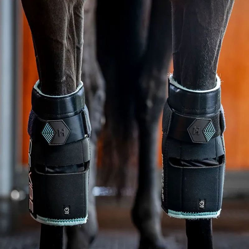Horseware Ice-Vibe Knee Wraps - Black/Aqua-5