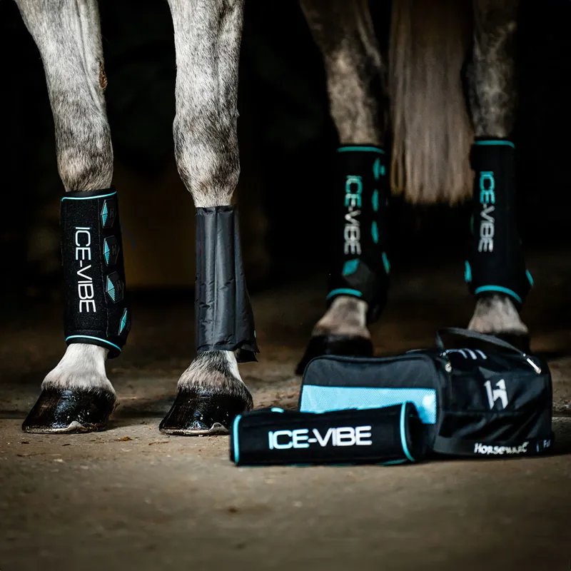 Horseware Ice-Vibe Leg Wraps - Black/Aqua-9