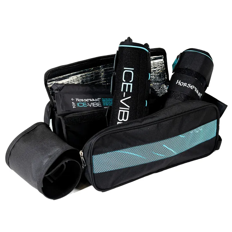 Horseware Ice-Vibe Leg Wraps - Black/Aqua-5