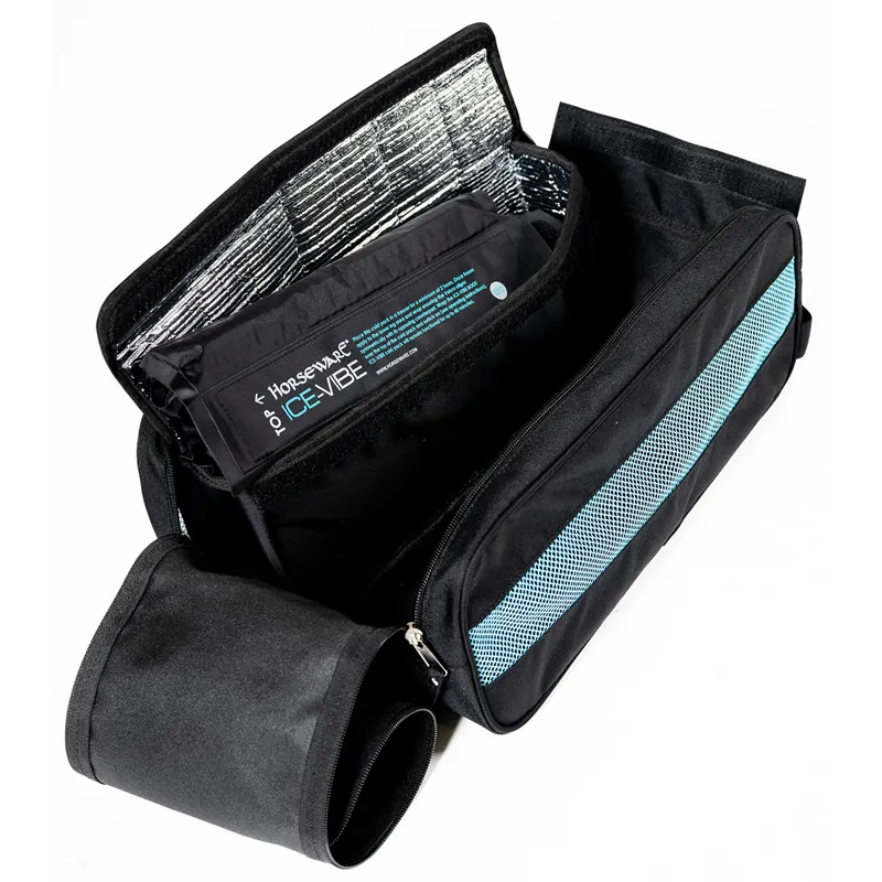 Horseware Ice-Vibe Leg Wraps - Black/Aqua-4