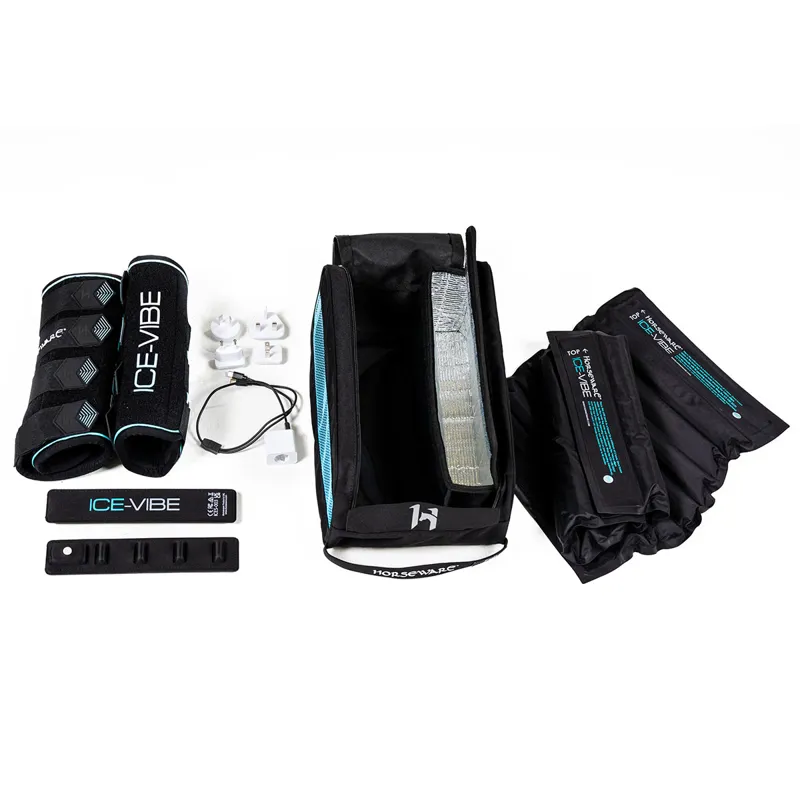 Horseware Ice-Vibe Leg Wraps - Black/Aqua-1