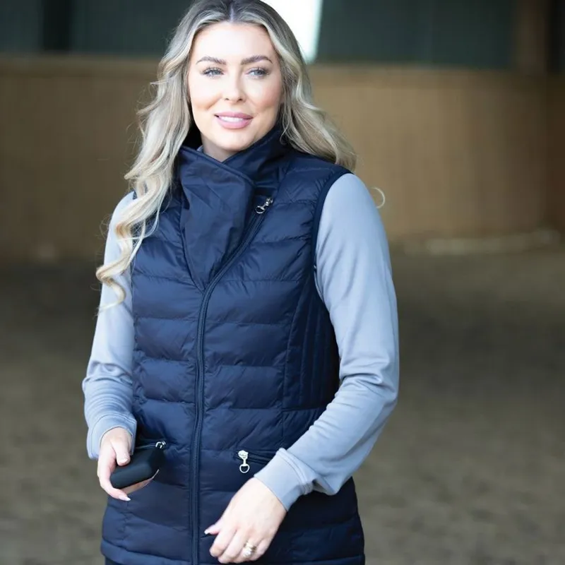 Equetech Inferno Asymmetrical Womens Heated Gilet - Navy-2