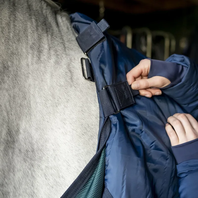 Amigo Ripstop Insulator 200g Stable Hood - Dynasty Green/Navy/Silver-1