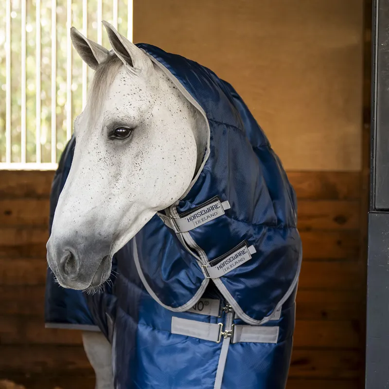 Amigo Ripstop Insulator 200g Stable Hood - Navy/Titanium Grey-1