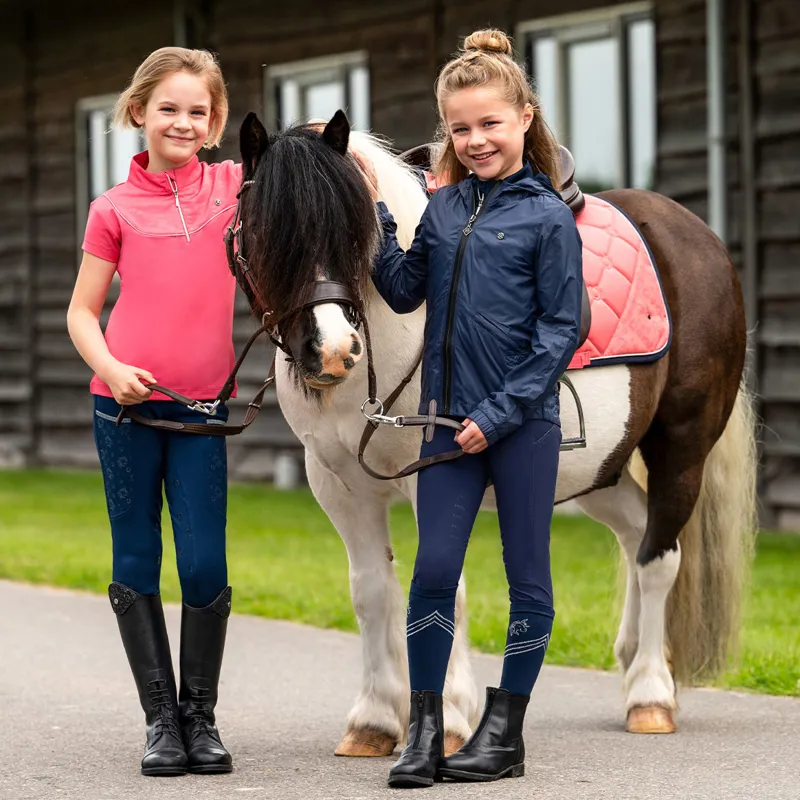 QHP Jaily Full Grip Junior Riding Tights - Evening Blue-9