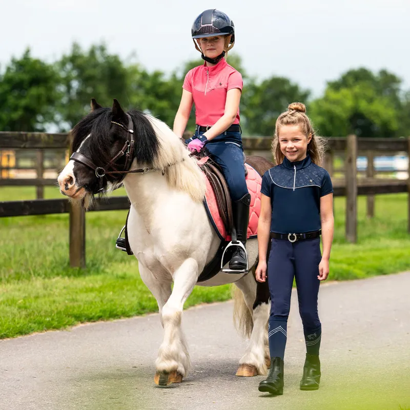 QHP Jaily Full Grip Junior Riding Tights - Evening Blue-8