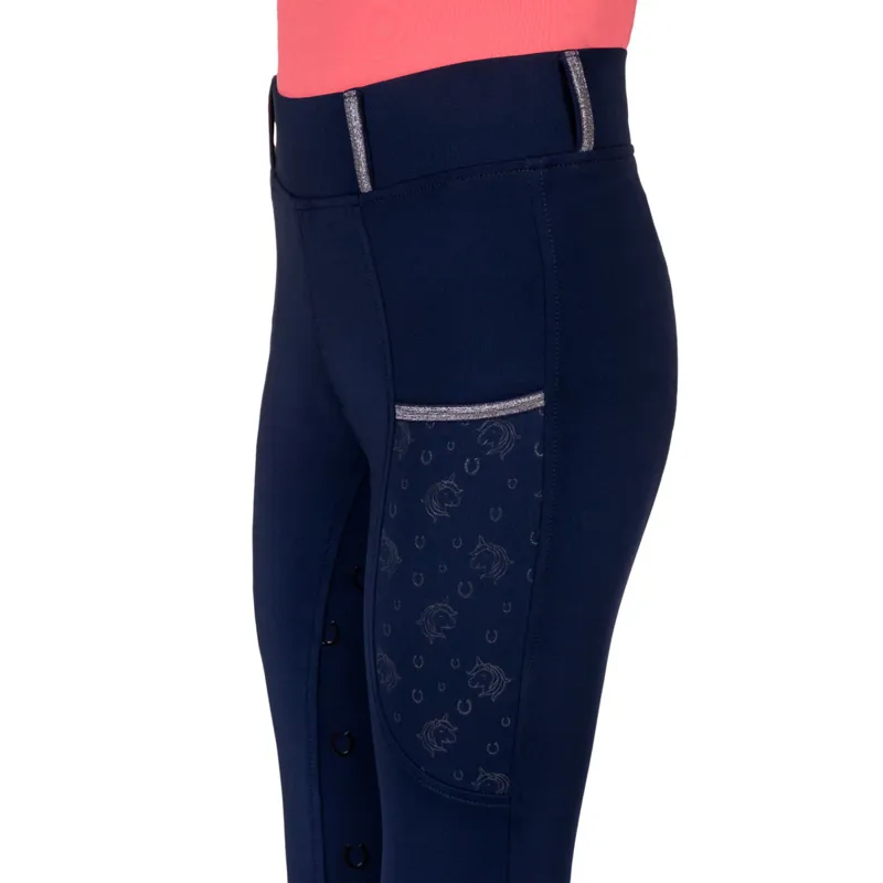 QHP Jaily Full Grip Junior Riding Tights - Evening Blue-4