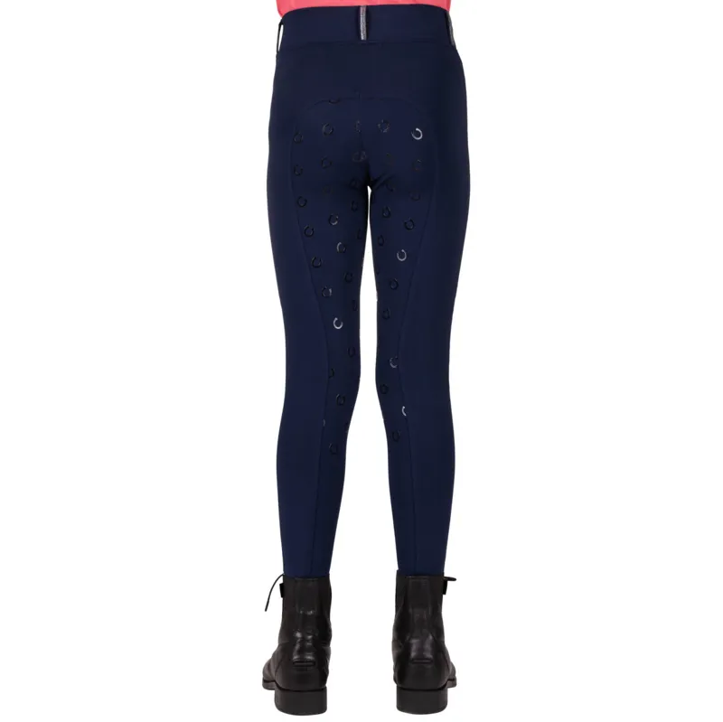 QHP Jaily Full Grip Junior Riding Tights - Evening Blue-1