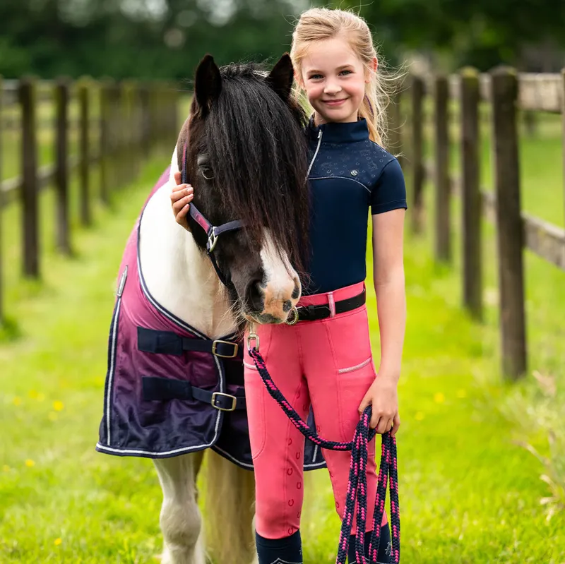 QHP Jaily Full Grip Junior Riding Tights - Pink-8