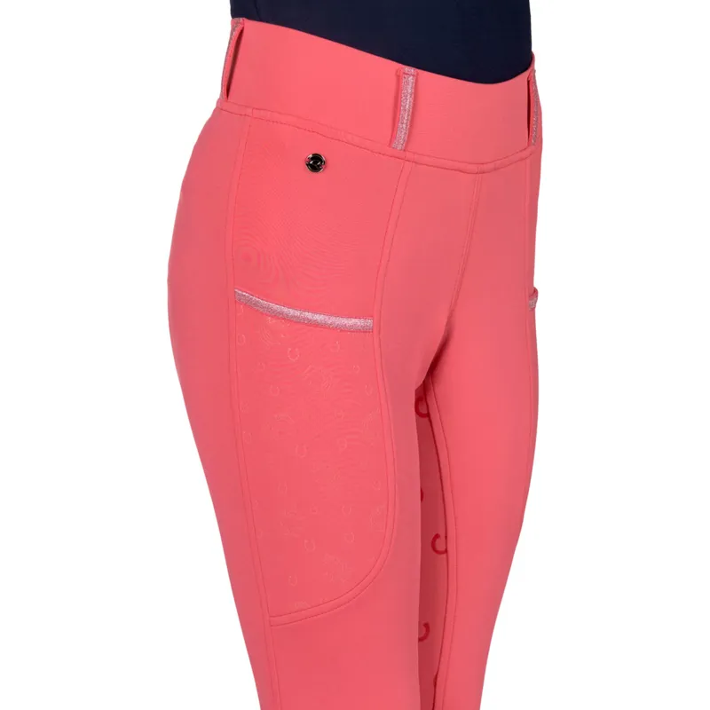 QHP Jaily Full Grip Junior Riding Tights - Pink-5