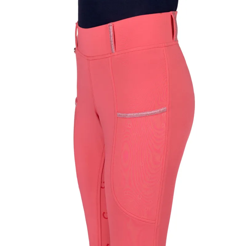 QHP Jaily Full Grip Junior Riding Tights - Pink-4