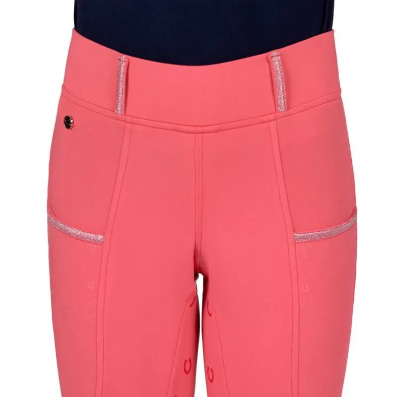 QHP Jaily Full Grip Junior Riding Tights - Pink-3