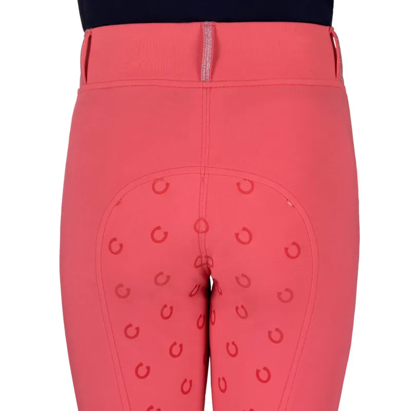 QHP Jaily Full Grip Junior Riding Tights - Pink-2