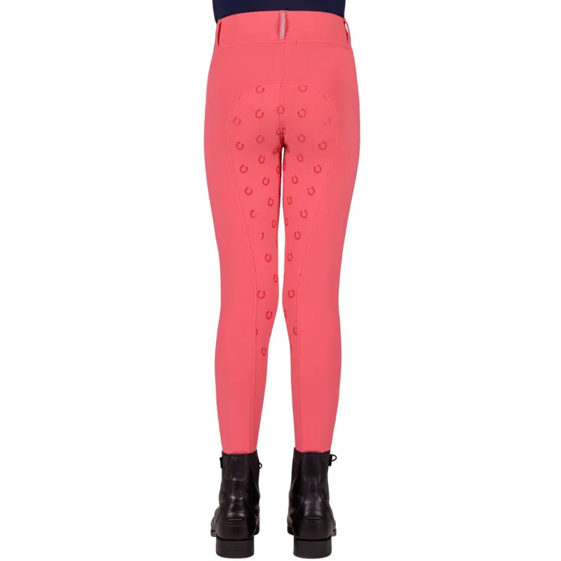 QHP Jaily Full Grip Junior Riding Tights - Pink-1
