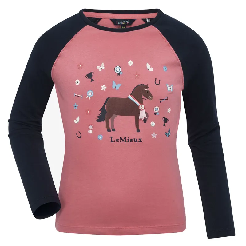 LeMieux Mini Jamie Long Sleeve Junior Top - Cranberry/Dreamer-1