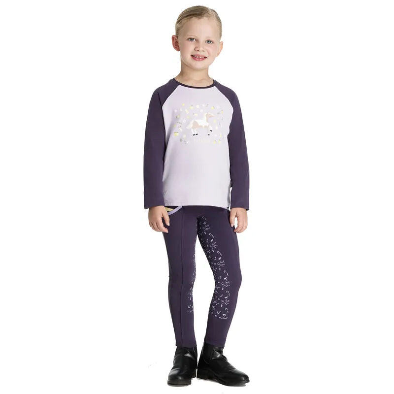 LeMieux Mini Jamie Long Sleeve Junior Top - Lilac/Lemon-5
