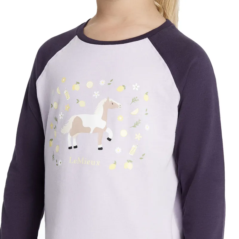 LeMieux Mini Jamie Long Sleeve Junior Top - Lilac/Lemon-4