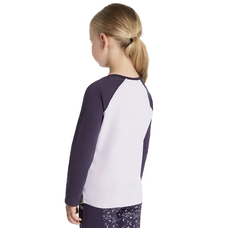 LeMieux Mini Jamie Long Sleeve Junior Top - Lilac/Lemon-3