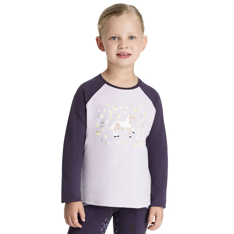 LeMieux Mini Jamie Long Sleeve Junior Top - Lilac/Lemon
