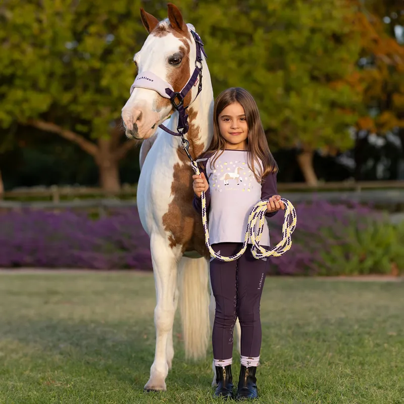 LeMieux Mini Jamie Long Sleeve Junior Top - Lilac/Lemon-1