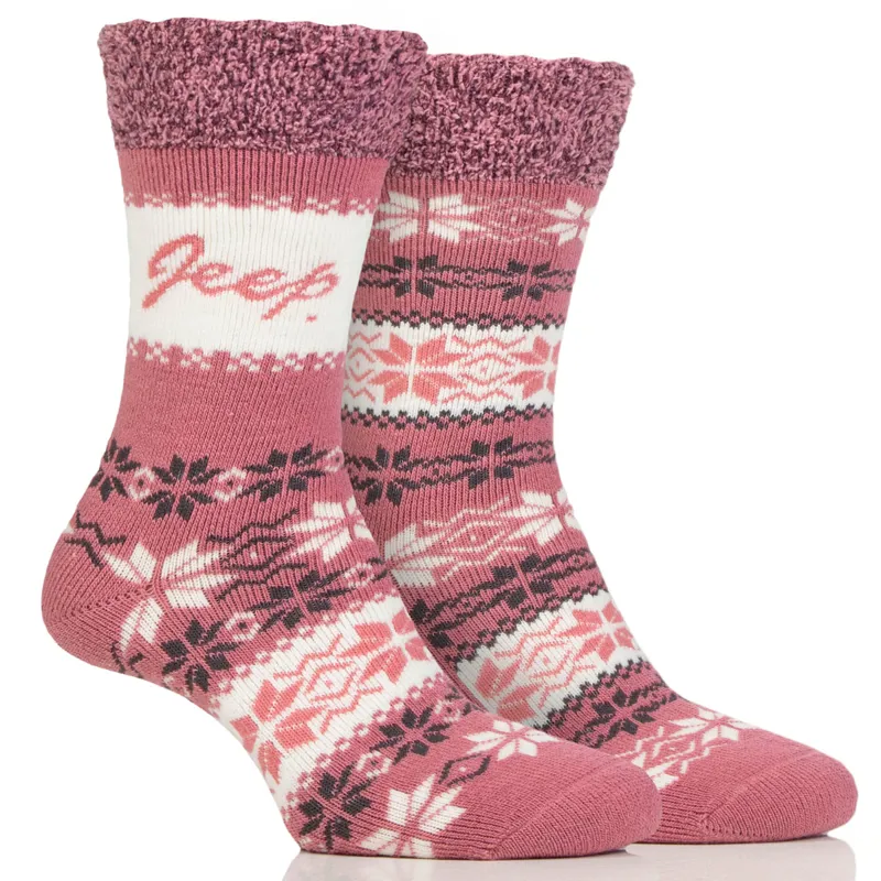 Jeep Brushed Thermal Ladies Boot Socks - Rose