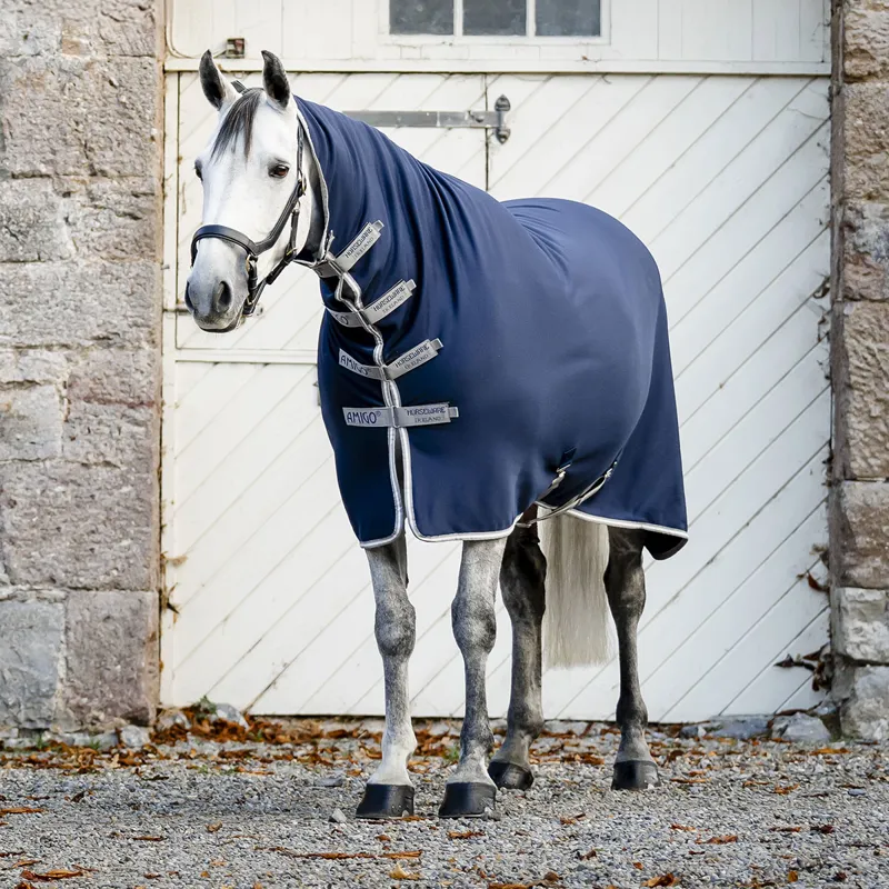 Amigo Jersey Integrated Cooler Rug - Navy/Titanium Grey/Silver