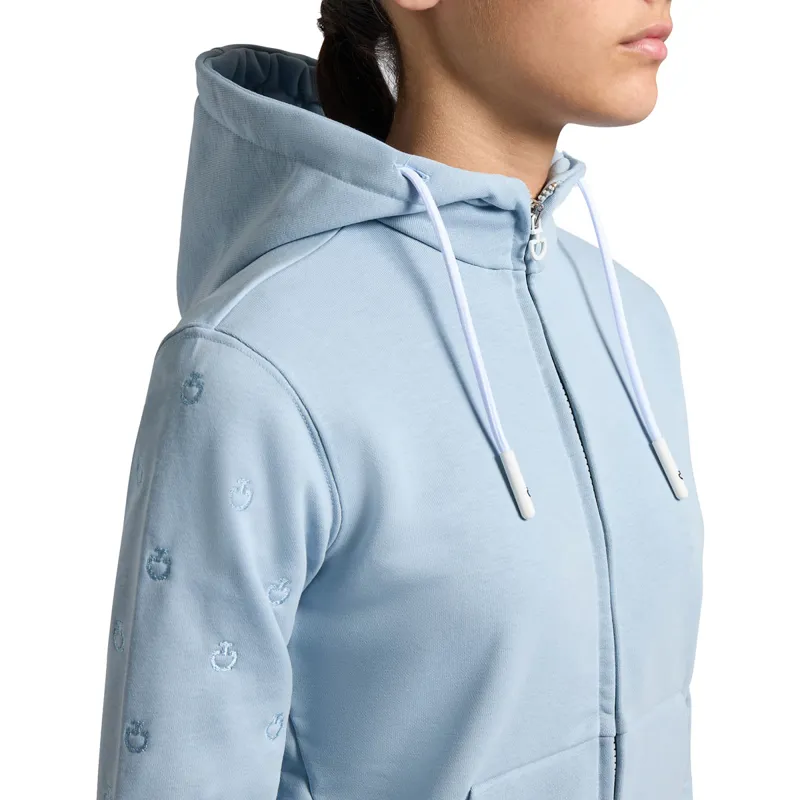 Cavalleria Toscana Diagonal Zip Junior Girls Hoodie - Blue Fog-3