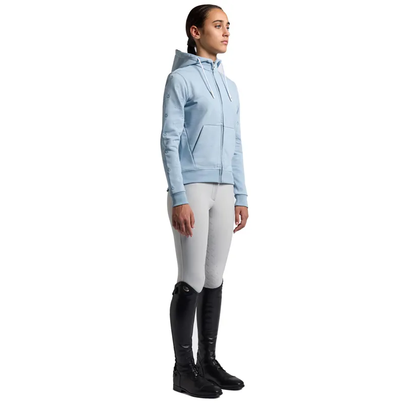 Cavalleria Toscana Diagonal Zip Junior Girls Hoodie - Blue Fog-1
