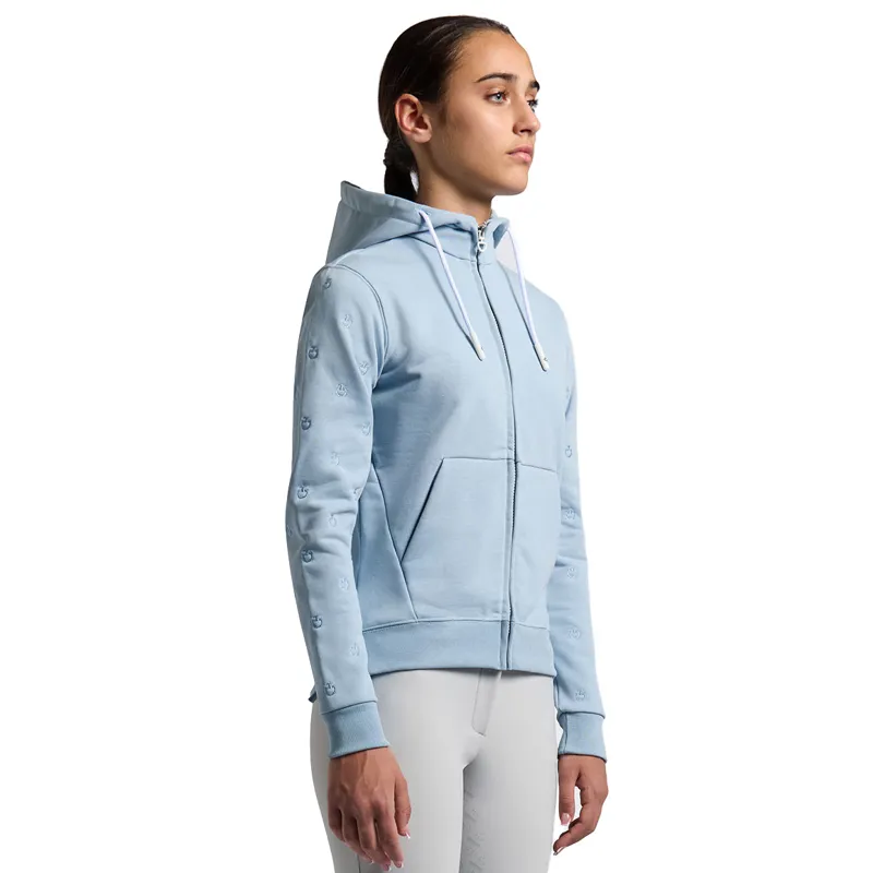 Cavalleria Toscana Diagonal Zip Junior Girls Hoodie - Blue Fog