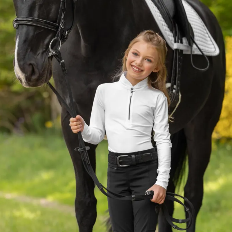 Covalliero Junior Long Sleeve Competition Shirt - White-1