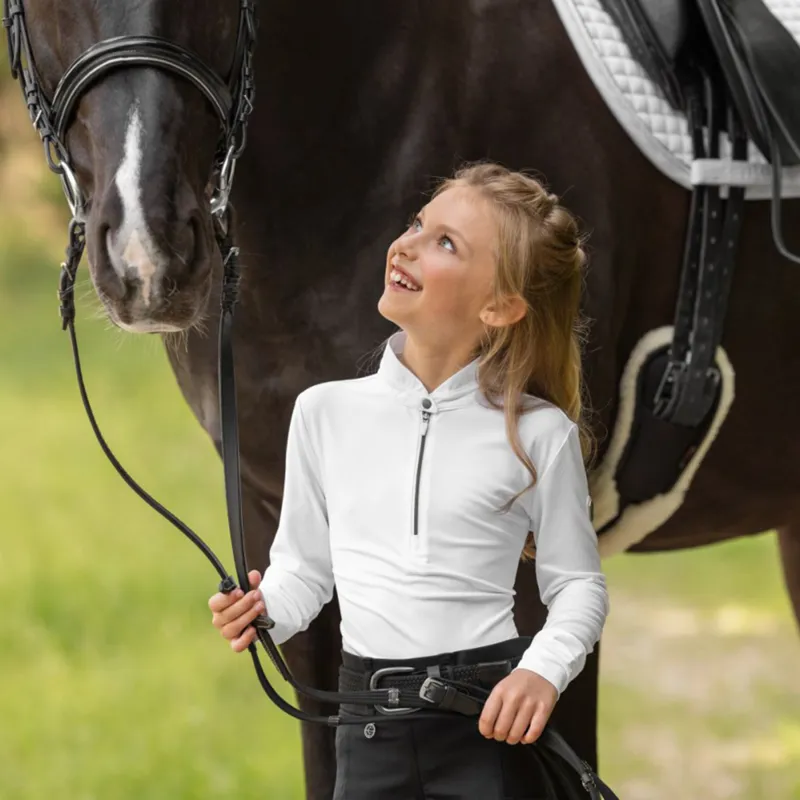 Covalliero Junior Long Sleeve Competition Shirt - White-2