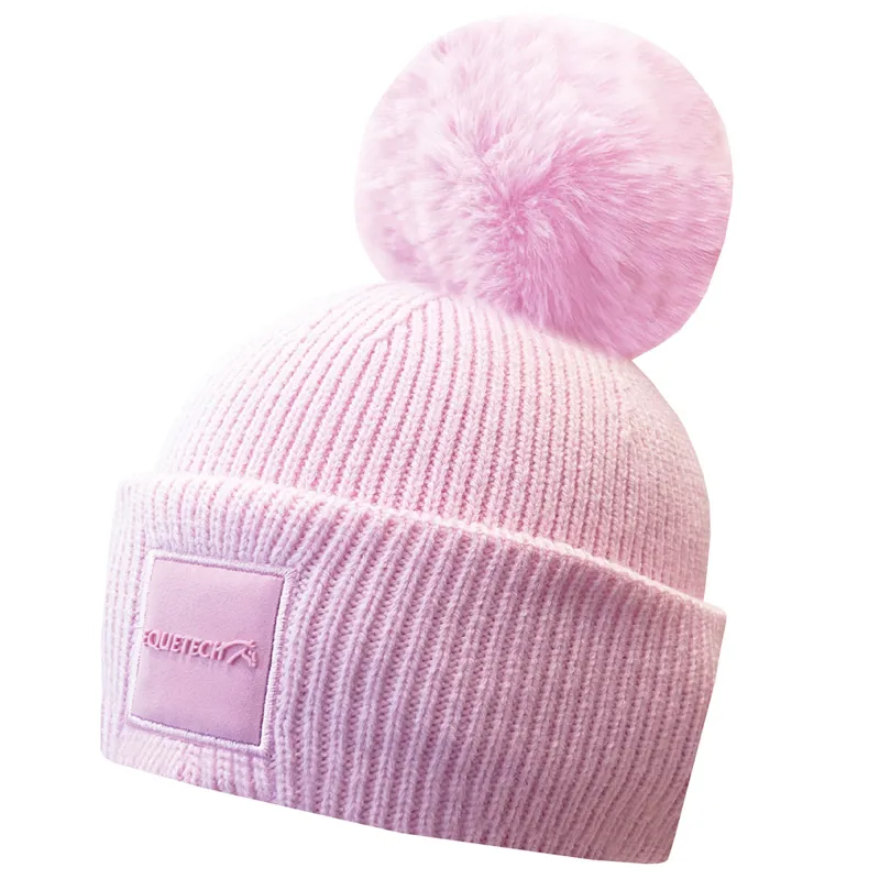 Equetech Luxury Knit Junior Pom Pom Hat - Pink