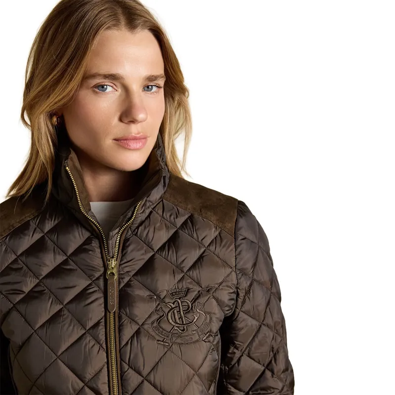 Joules Braemar Luxe Womens Diamond Quilted Coat - Chocolate Brown-3