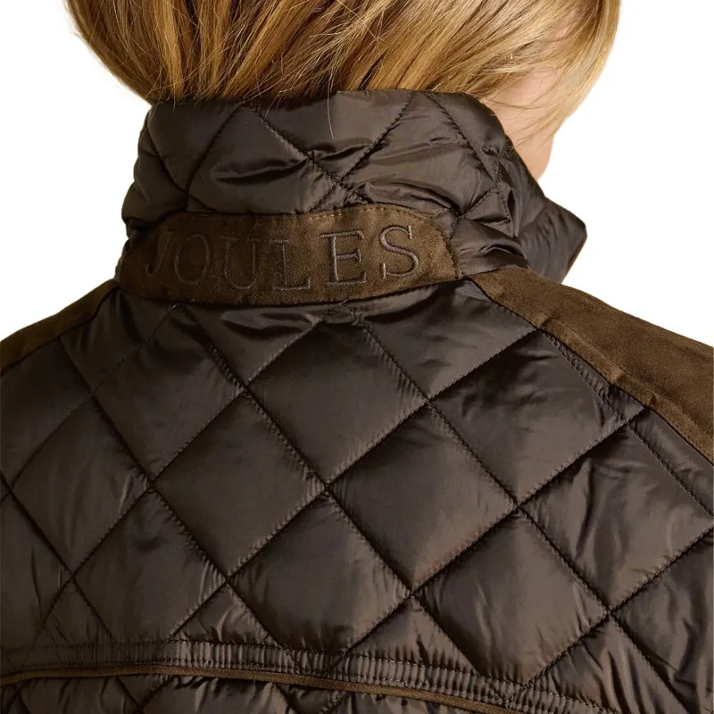 Joules Braemar Luxe Womens Diamond Quilted Coat - Chocolate Brown-5