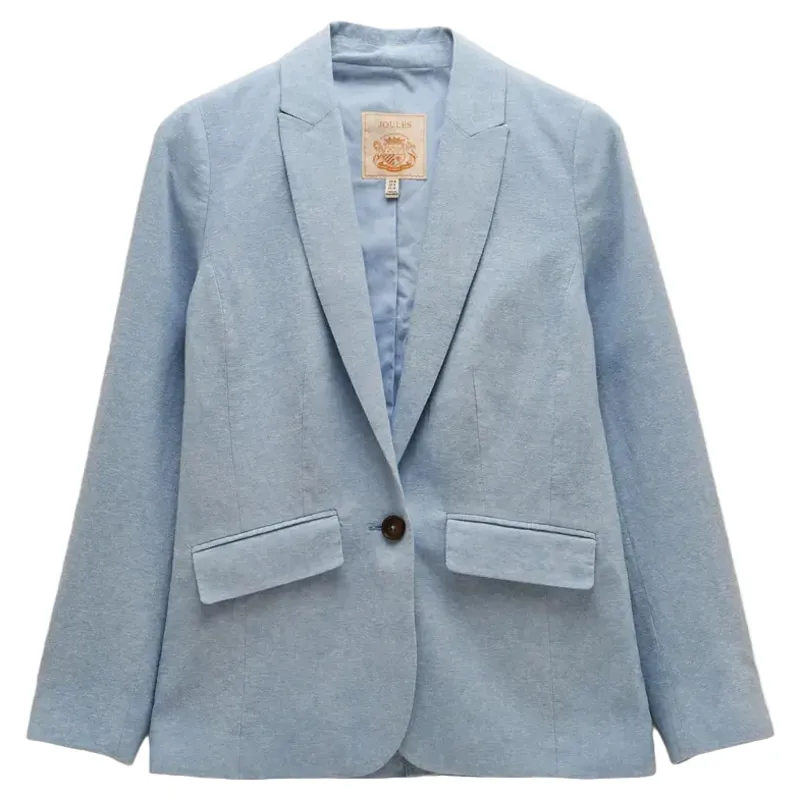 Joules Linen Blend Womens Blazer - Light Blue-1