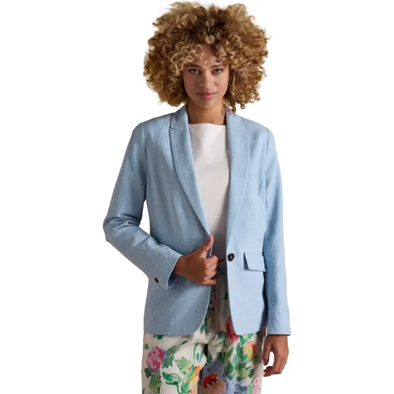 Joules Linen Blend Womens Blazer - Light Blue-5
