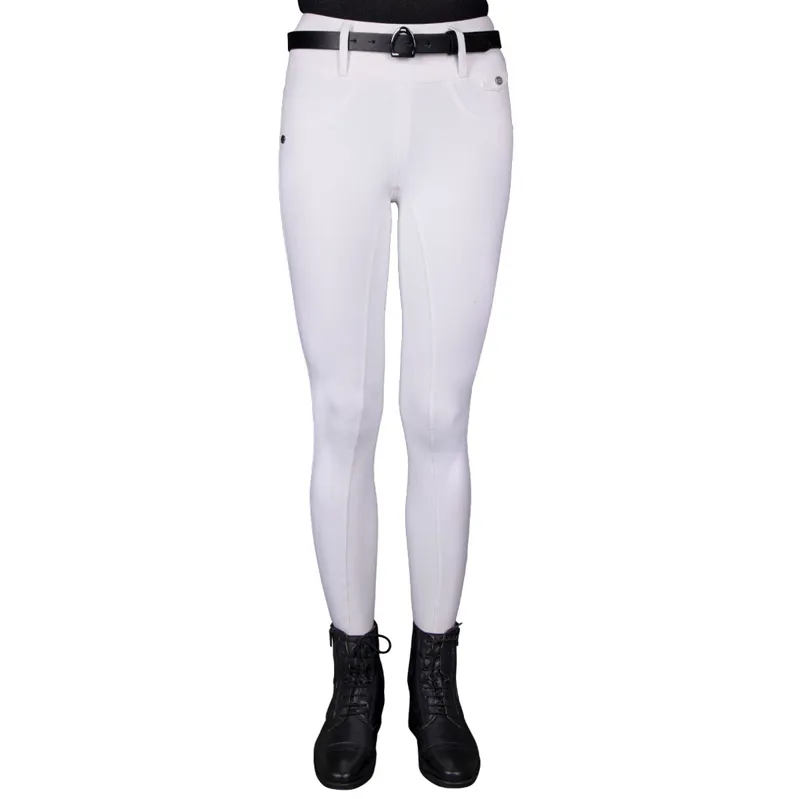 QHP Juliet Winter Full Grip Ladies Riding Tights White