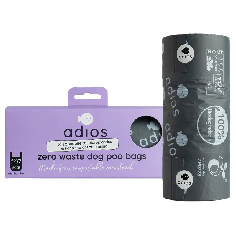 Adios Handle On a Roll Jumbo Poo Bags - Black