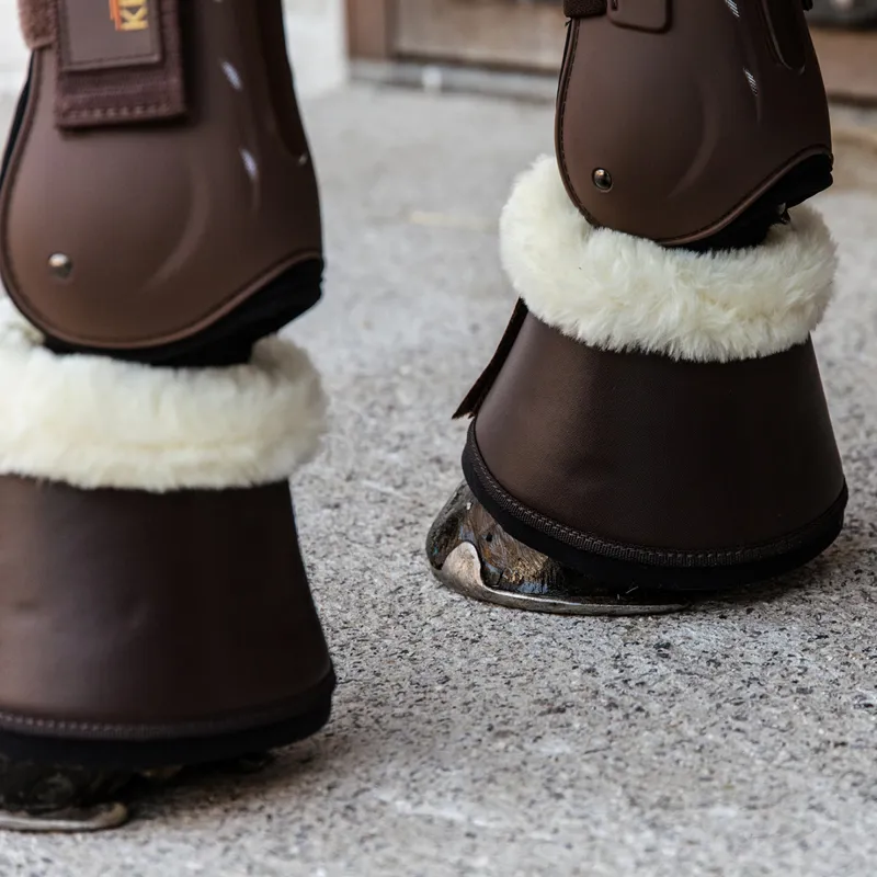 Kentucky Sheepskin Leather Overreach Boots - Brown/Natural-4