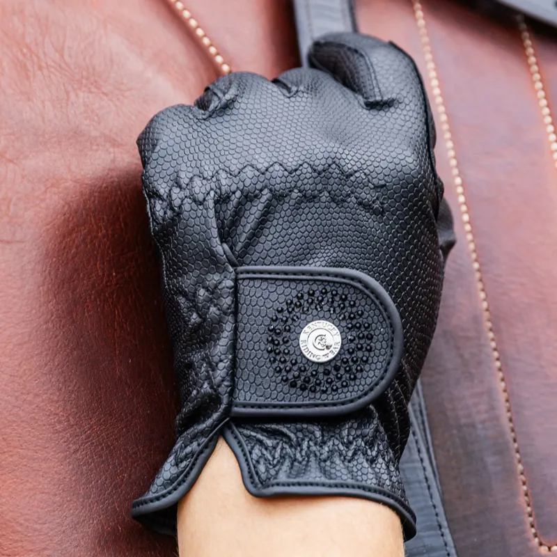 Kentucky Glitter Grip Womens Riding Gloves - Black-1