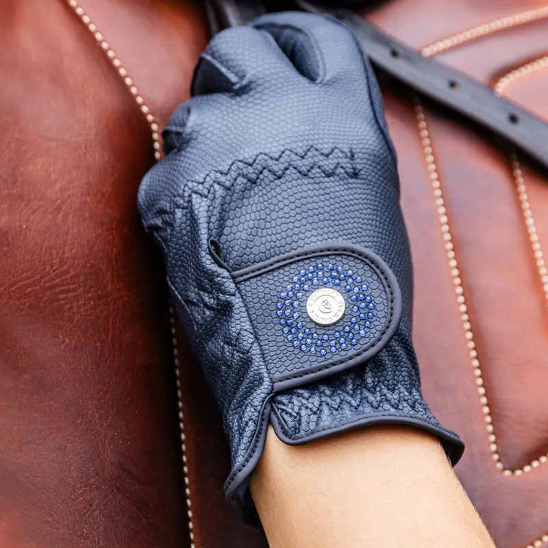 Kentucky Glitter Grip Womens Riding Gloves - Navy-1