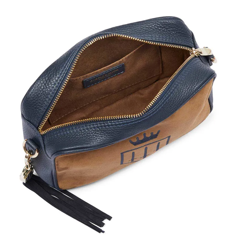 Fairfax and Favor Finsbury Handbag - Tan/Navy Suede-3