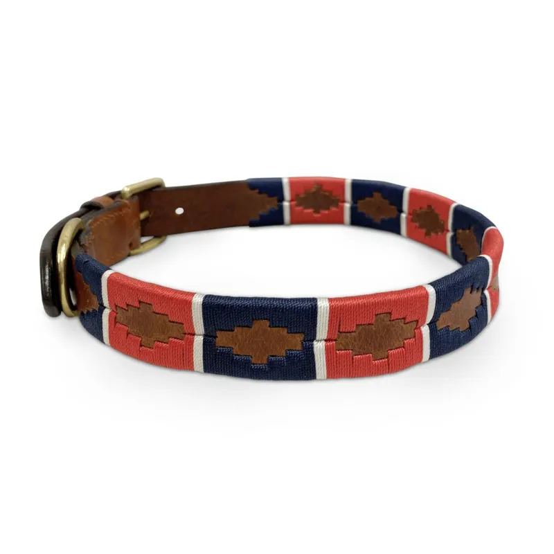 KM Elite Argentinian Dog Collar - Traditional Navy/Red/White